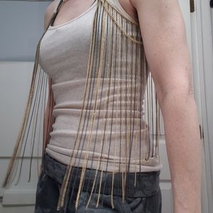 New Gold & Gunmetal Womens Body Chain Harness
